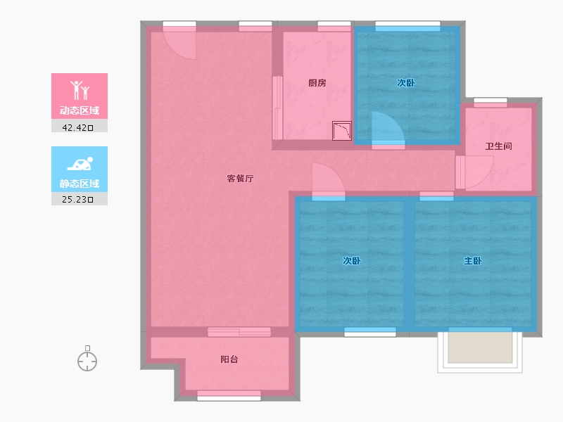 安徽省-蚌埠市-中国铁建·燕南苑-58.89-户型库-动静分区