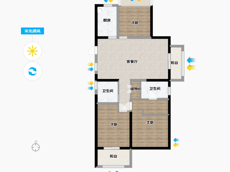 安徽省-蚌埠市-鹏欣·天珑天玥-96.00-户型库-采光通风