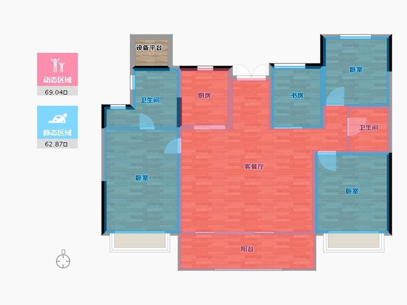 河南省-郑州市-金地滨河风华-122.00-户型库-动静分区