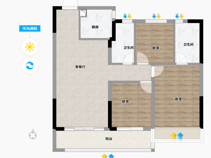 浙江省-嘉兴市-碧桂园北城春晓小区-82.00-户型库-采光通风