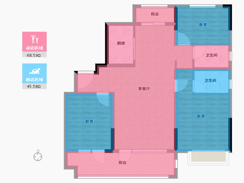 山东省-临沂市-临沭碧桂园翡翠天境-102.00-户型库-动静分区