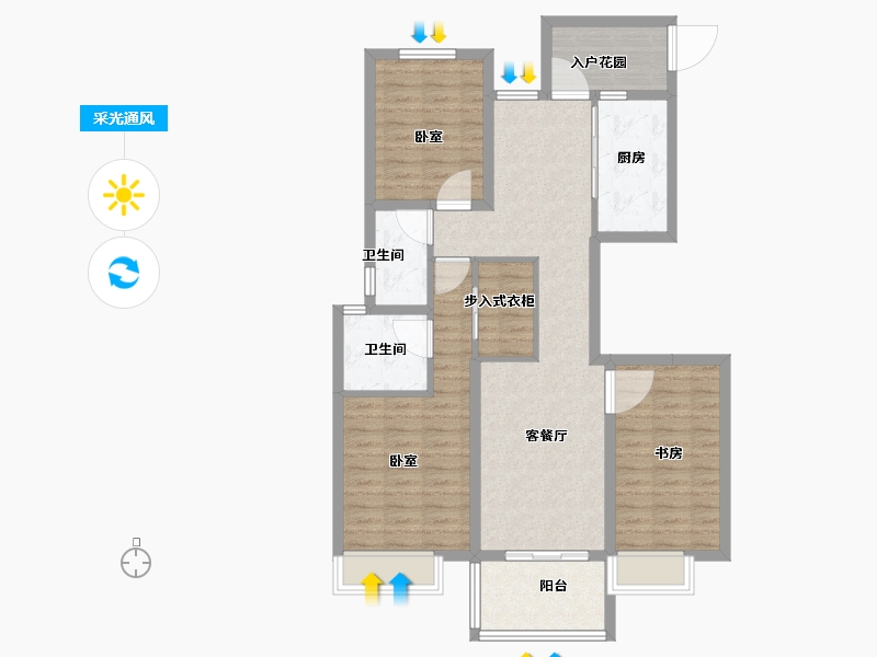 河南省-郑州市-碧源郑北瑞园-94.00-户型库-采光通风