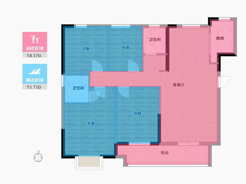 安徽省-蚌埠市-璀璨华城-98.90-户型库-动静分区