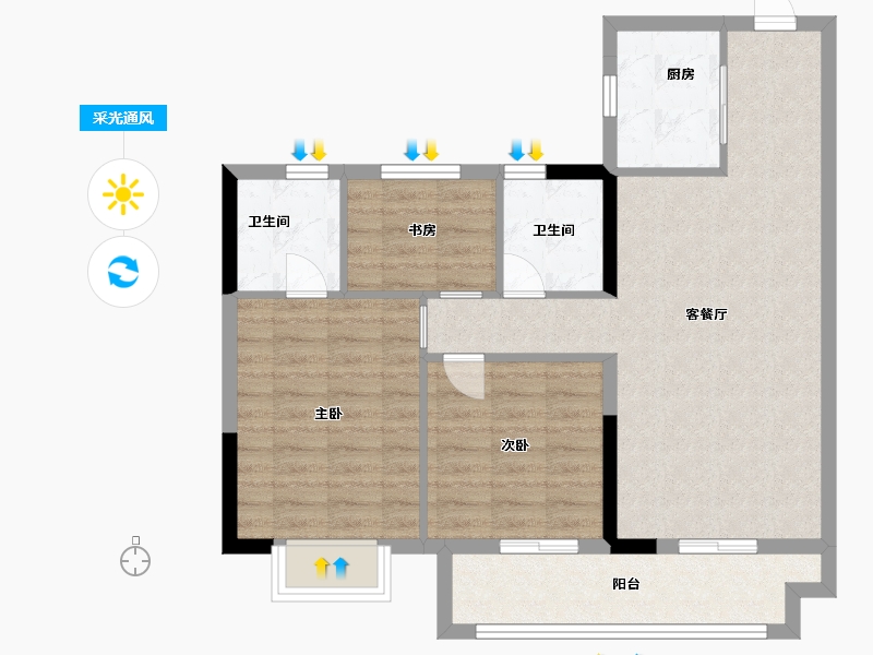 安徽省-蚌埠市-璀璨华城-79.50-户型库-采光通风