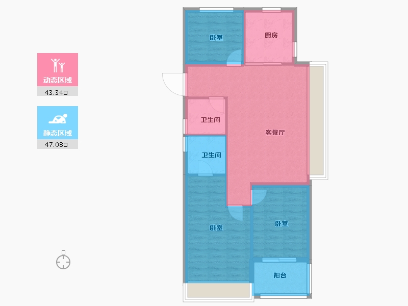 浙江省-嘉兴市-碧桂园西江月-82.00-户型库-动静分区