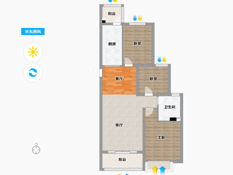 山东省-威海市-恒大翡翠华庭-89.58-户型库-采光通风