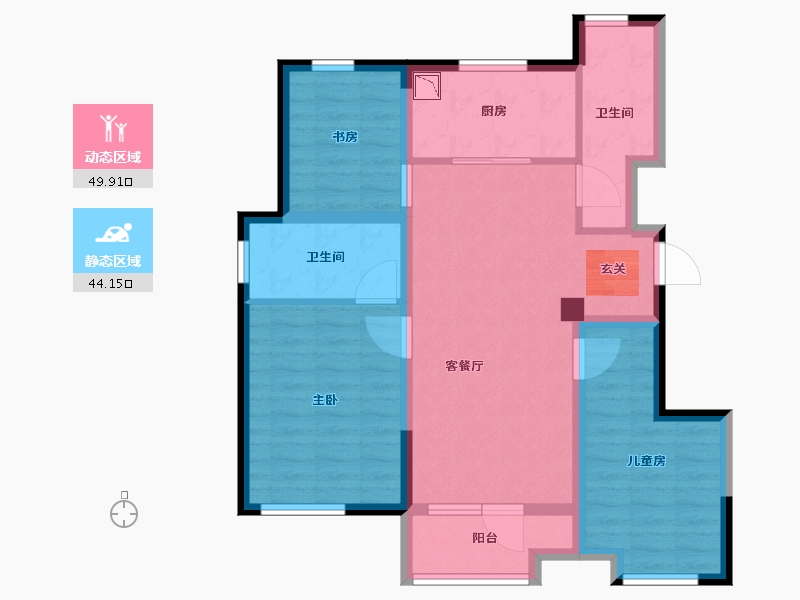 山东省-烟台市-世茂揽樾-83.00-户型库-动静分区