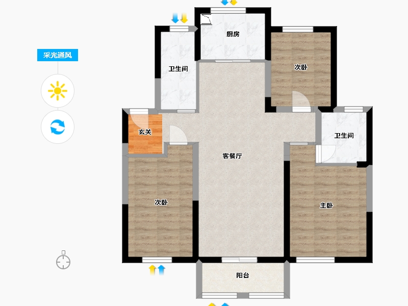 安徽省-蚌埠市-春江朗月-89.45-户型库-采光通风