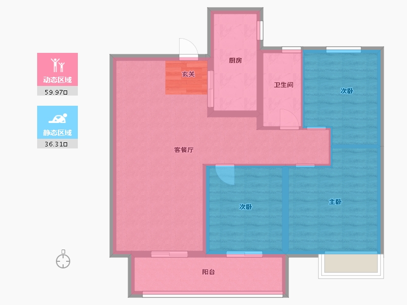 安徽省-蚌埠市-绿城固镇·玉园-86.40-户型库-动静分区