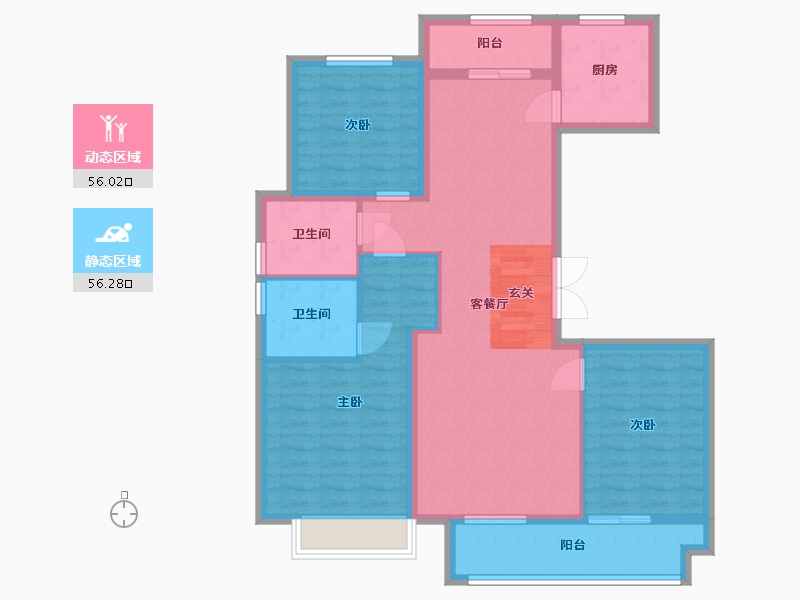 安徽省-蚌埠市-绿城固镇·玉园-100.79-户型库-动静分区