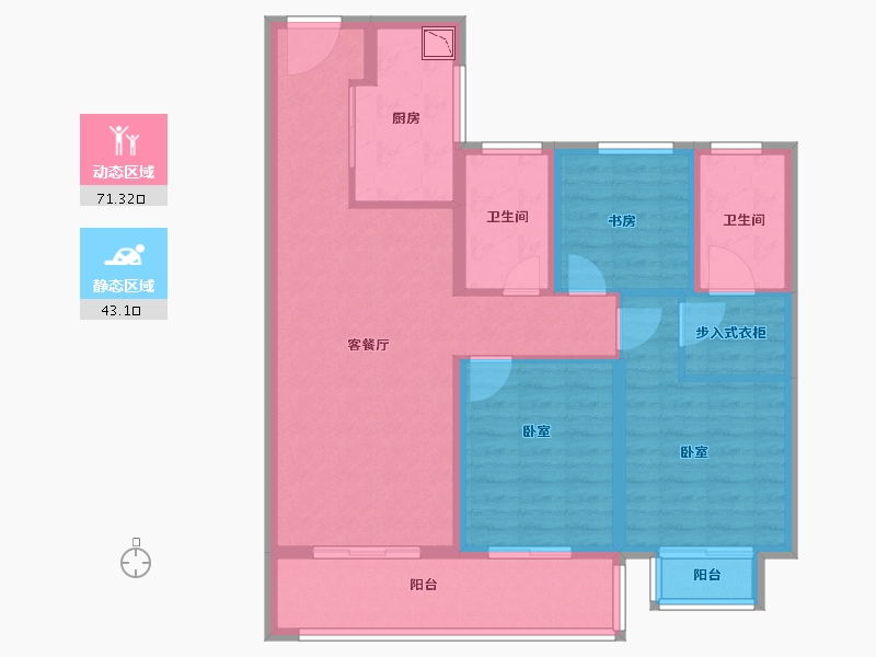 江苏省-无锡市-世茂璀璨时光-102.00-户型库-动静分区