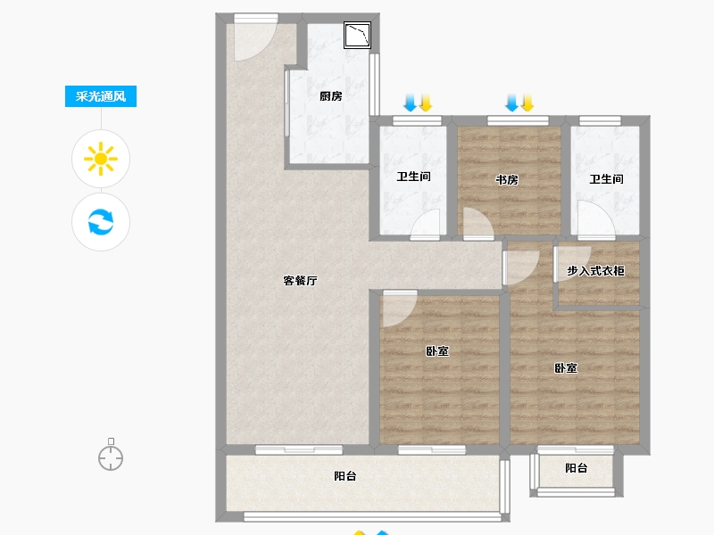 江苏省-无锡市-世茂璀璨时光-102.00-户型库-采光通风