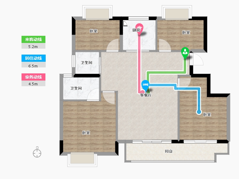 河南省-开封市-中闽·杞国和院-104.00-户型库-动静线