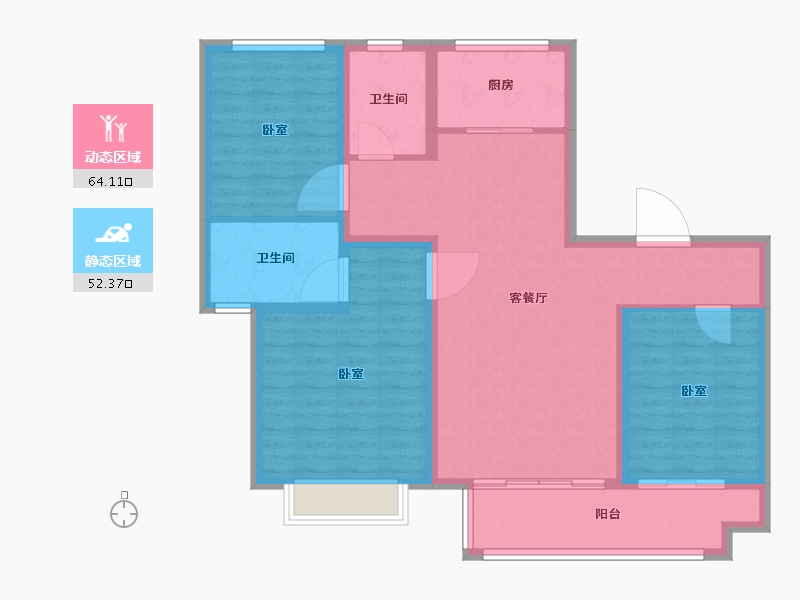 山东省-聊城市-鲁商城市广场-105.19-户型库-动静分区