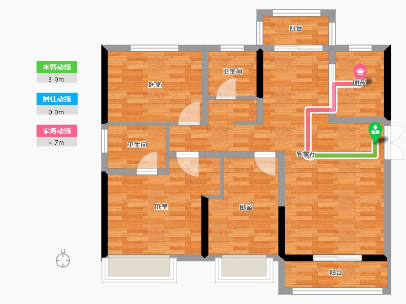 河南省-郑州市-睿达广场·幸福里-87.00-户型库-动静线