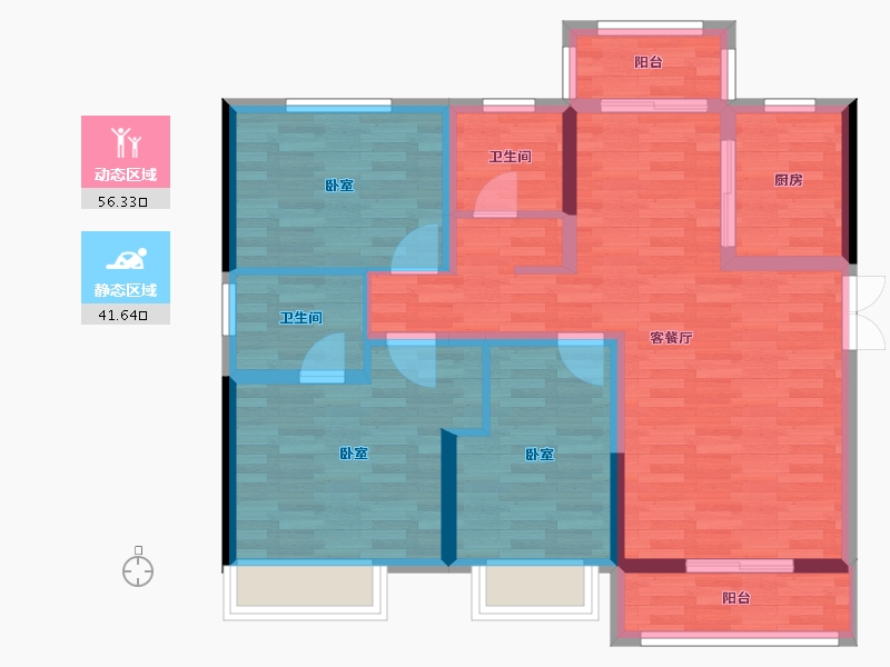 河南省-郑州市-睿达广场·幸福里-87.00-户型库-动静分区