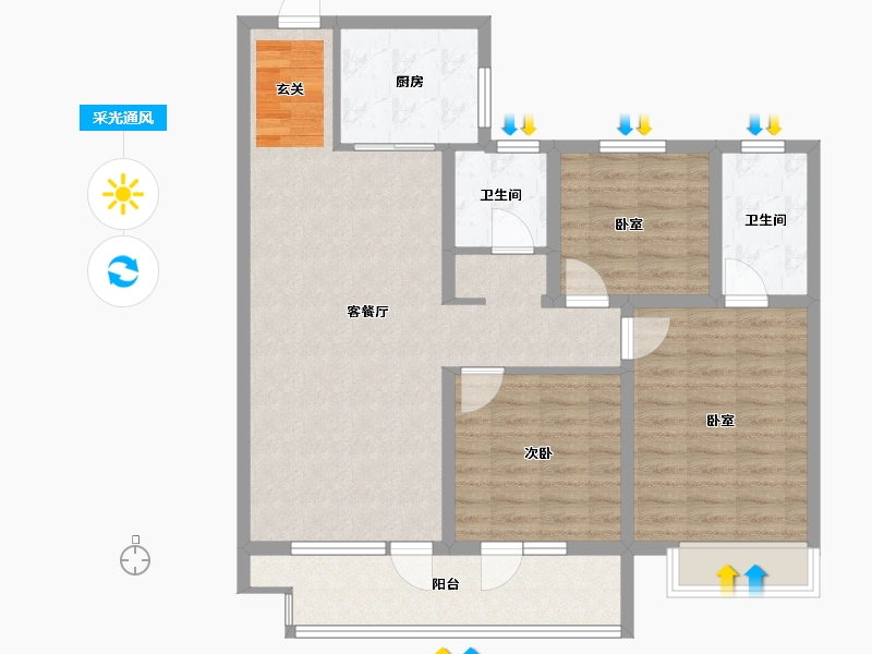 山东省-烟台市-天泰学府壹号-100.00-户型库-采光通风