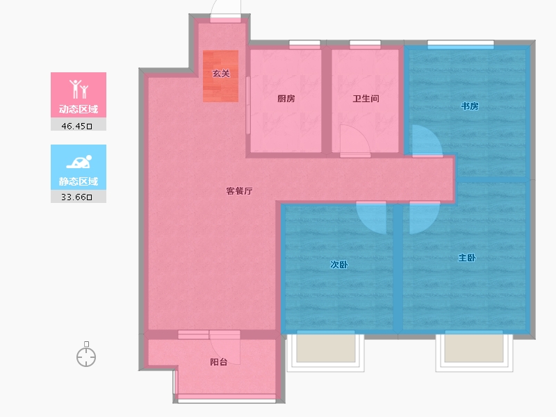 山东省-烟台市-天泰学府壹号-71.00-户型库-动静分区