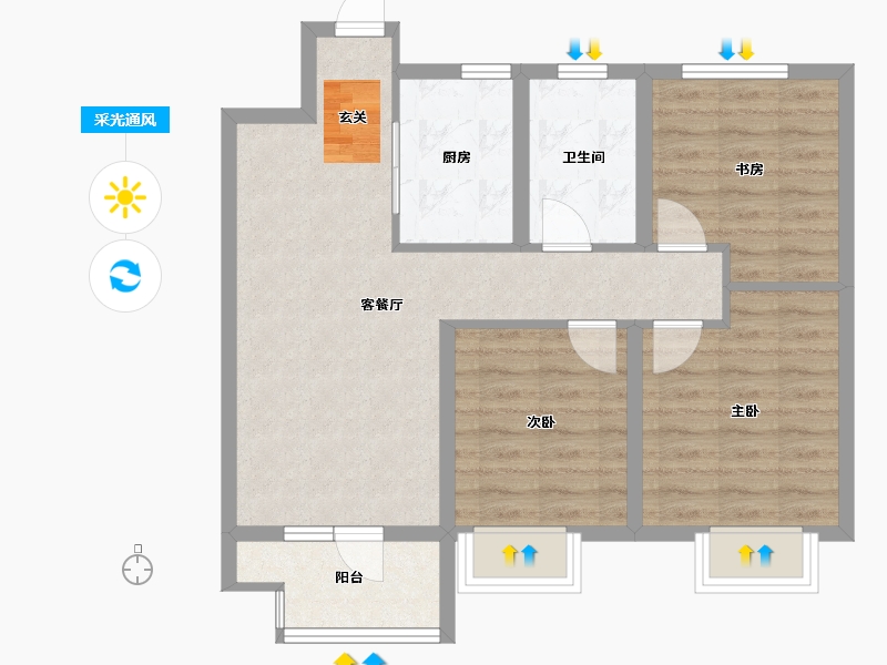 山东省-烟台市-天泰学府壹号-71.00-户型库-采光通风