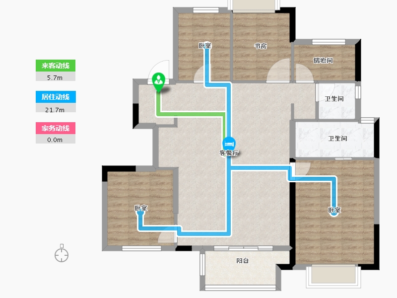 浙江省-绍兴市-新城棠樾-106.00-户型库-动静线