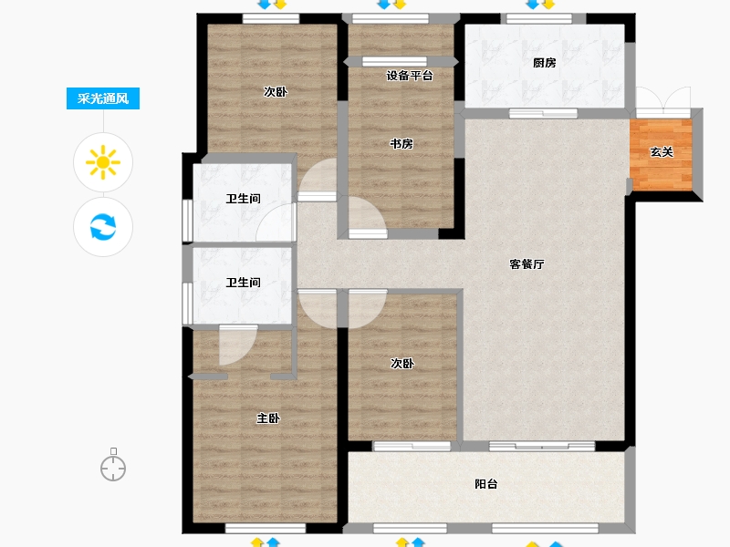 江苏省-常州市-弘阳燕澜风华住宅-117.01-户型库-采光通风