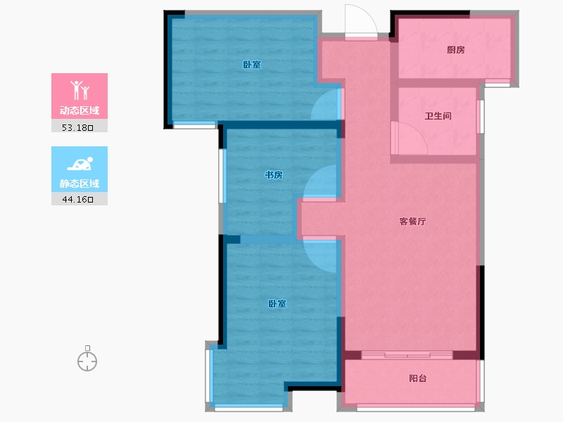 河南省-洛阳市-安泰山水华庭-86.00-户型库-动静分区