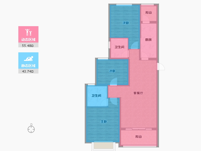 山东省-济南市-济南恒大绿洲-88.35-户型库-动静分区