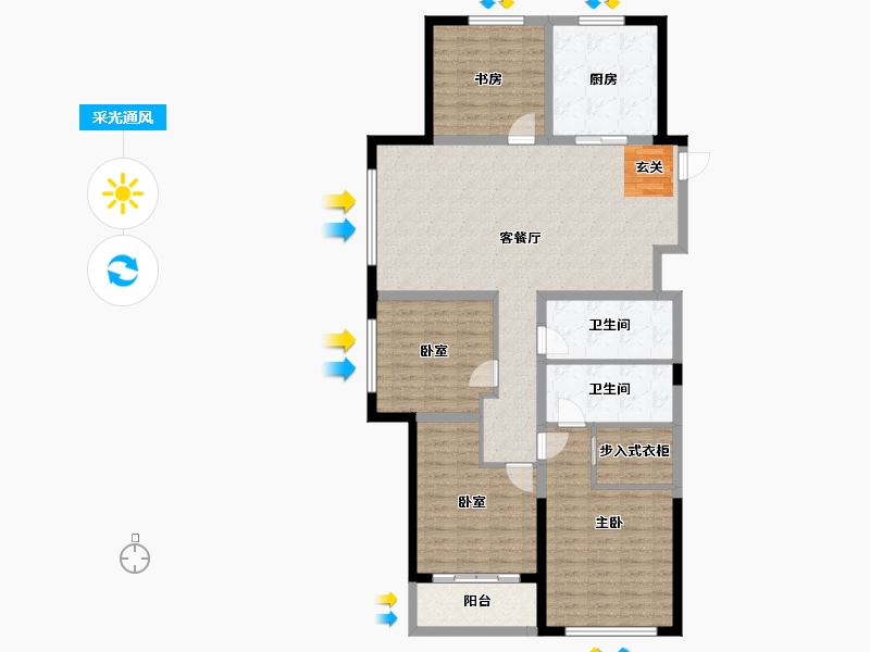 山东省-青岛市-海信都市逸品-128.29-户型库-采光通风