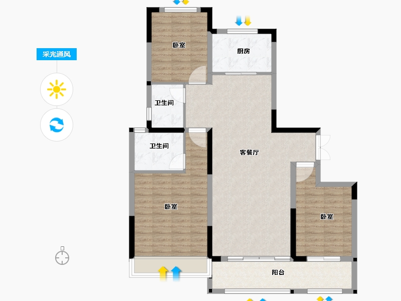 河南省-洛阳市-中成相国府翠园-106.00-户型库-采光通风