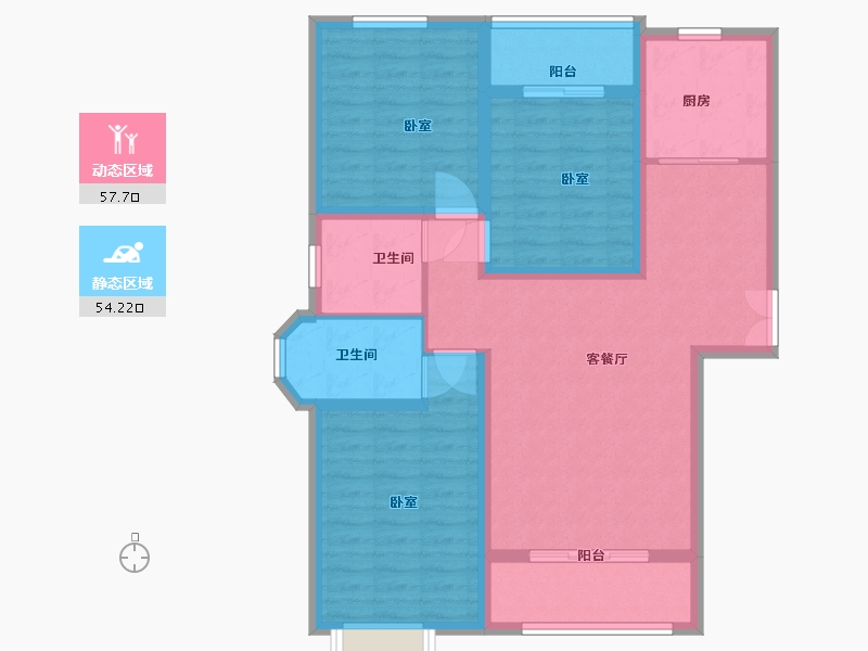 河南省-郑州市-兴达密登堡-100.07-户型库-动静分区