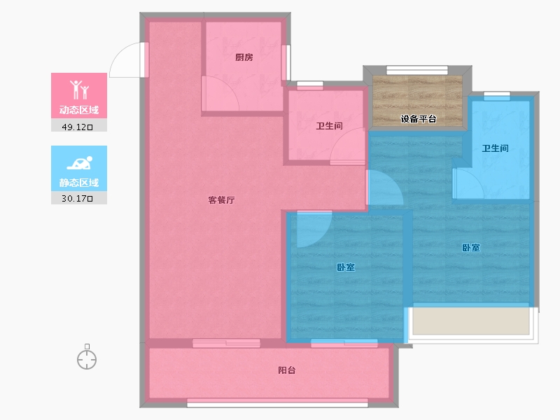 浙江省-绍兴市-新城悦隽公馆-74.00-户型库-动静分区