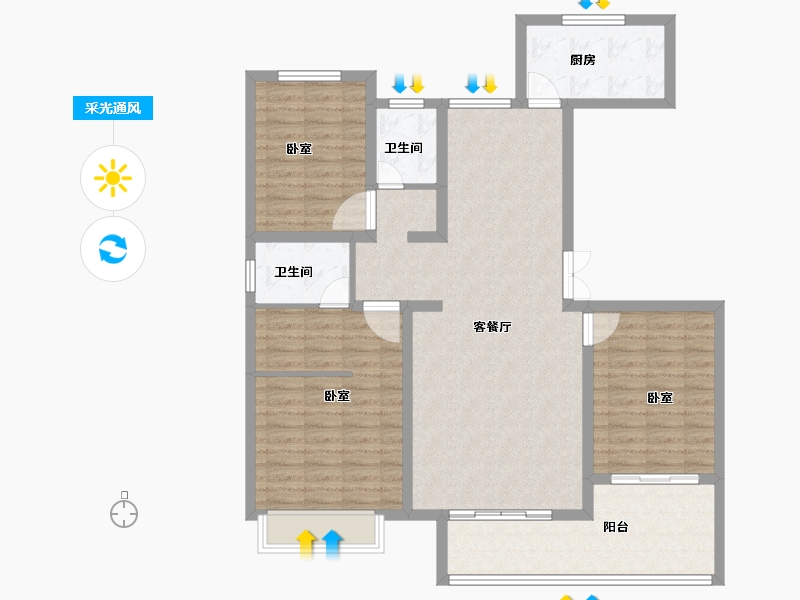 河南省-安阳市-领秀蓝岸-110.62-户型库-采光通风