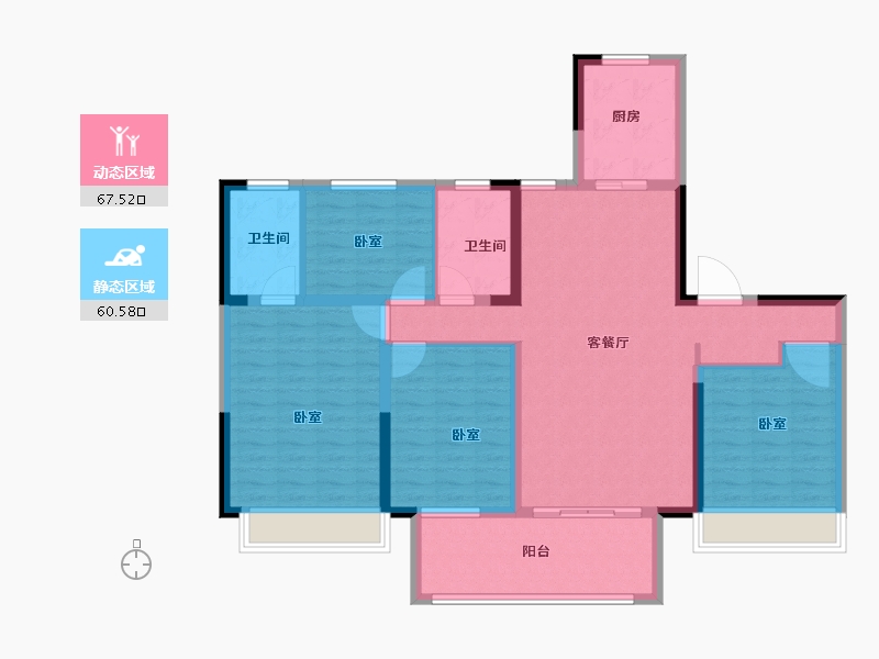 河南省-洛阳市-宜阳银润中央广场-115.00-户型库-动静分区