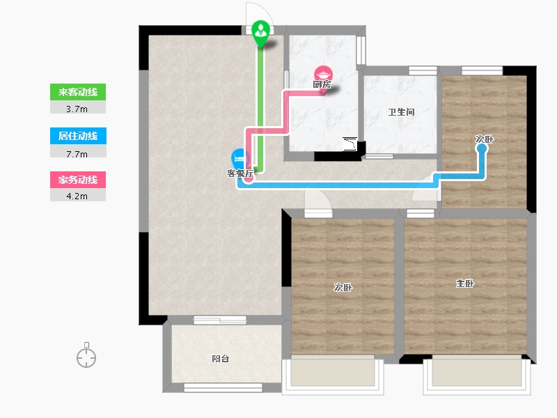 安徽省-蚌埠市-新威·龙门悦府-79.20-户型库-动静线