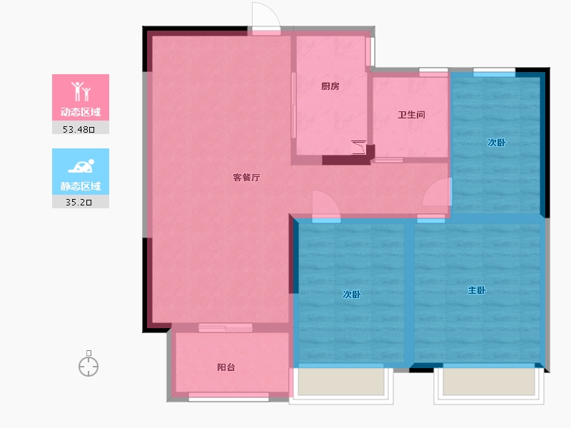 安徽省-蚌埠市-新威·龙门悦府-79.20-户型库-动静分区