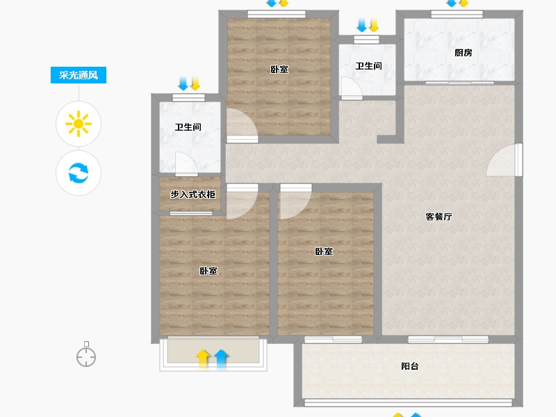 河南省-安阳市-领秀蓝岸-102.90-户型库-采光通风