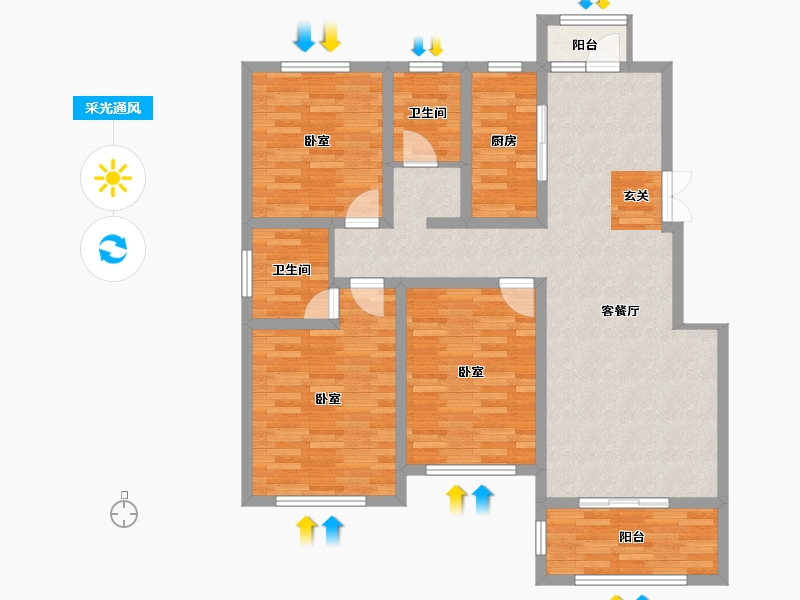 山东省-青岛市-胶州紫城御都-103.50-户型库-采光通风