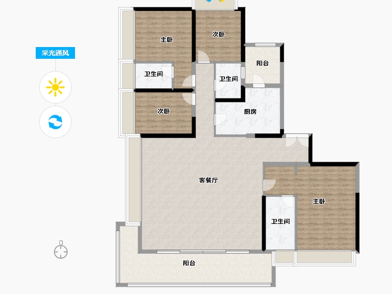 广东省-佛山市-保利天悦-184.23-户型库-采光通风