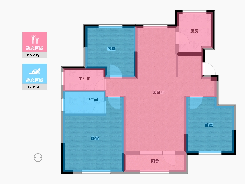 山东省-烟台市-中冶沁海云墅-95.00-户型库-动静分区