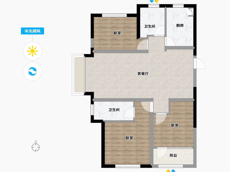 山东省-烟台市-佰和锦园-87.00-户型库-采光通风