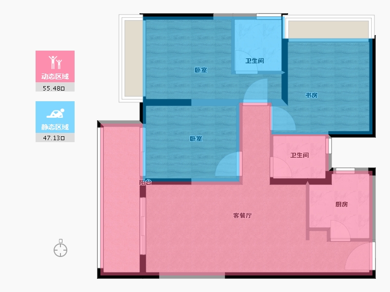 河南省-郑州市-建业盛悦府-91.79-户型库-动静分区