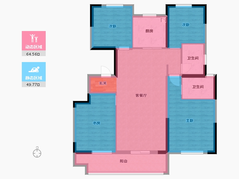 安徽省-蚌埠市-祥源·祥和府-102.40-户型库-动静分区