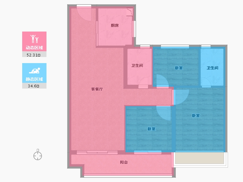 浙江省-嘉兴市-碧桂园西江月-78.00-户型库-动静分区