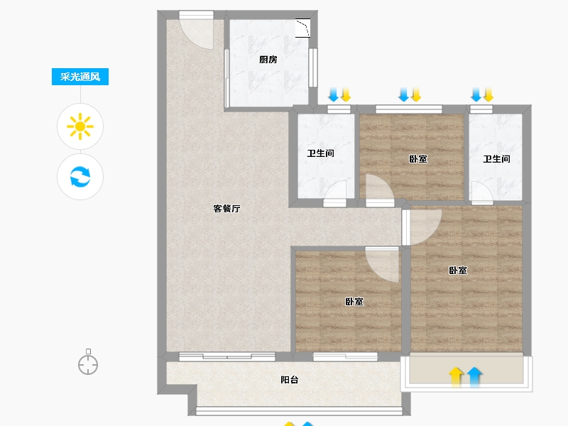 浙江省-嘉兴市-碧桂园西江月-78.00-户型库-采光通风