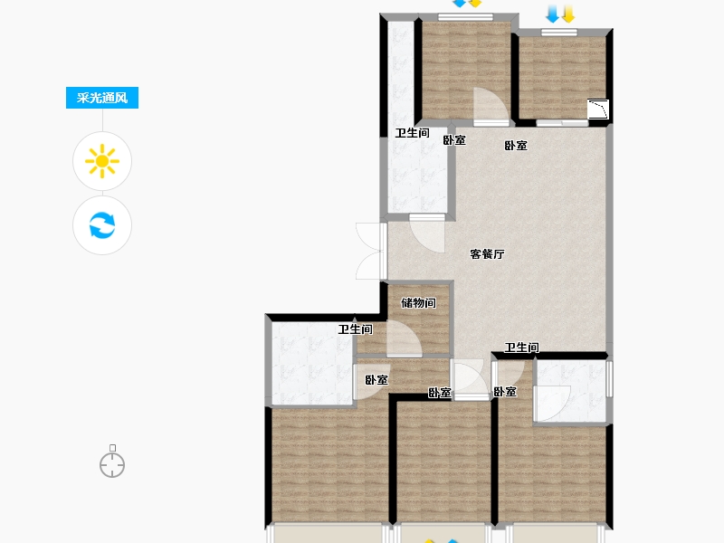 浙江省-绍兴市-中国铁建花语江南-145.00-户型库-采光通风