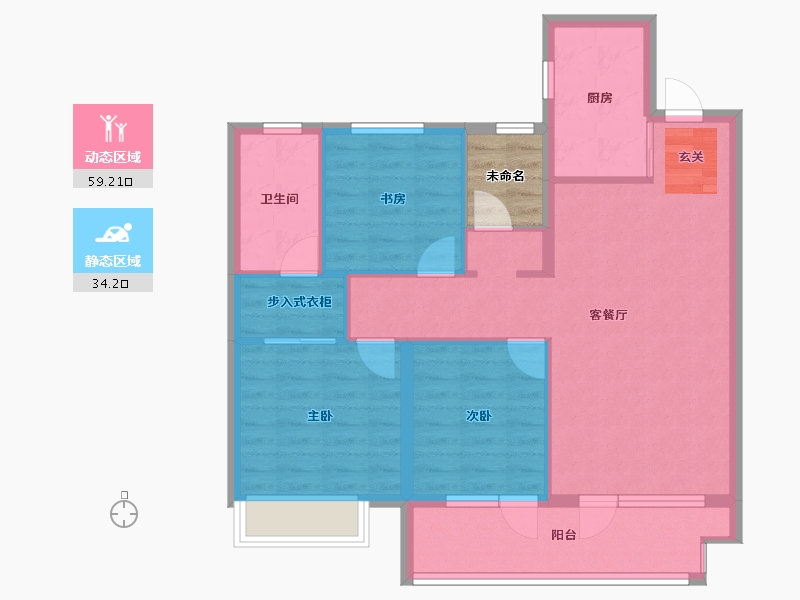 山东省-烟台市-天泰学府壹号-87.00-户型库-动静分区