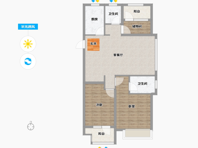 山东省-烟台市-天泰学府壹号-90.00-户型库-采光通风