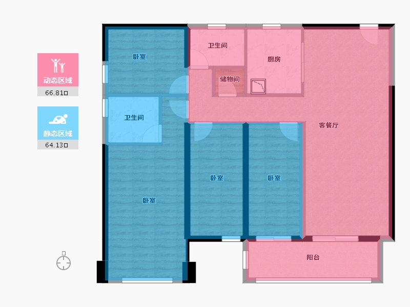 河南省-郑州市-雅居乐香山湾-117.83-户型库-动静分区