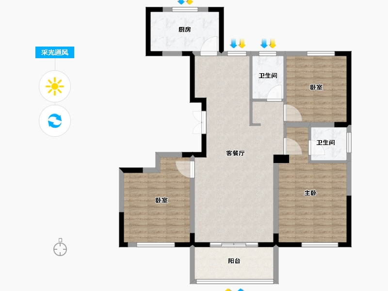 山东省-枣庄市-汇鑫华府-104.15-户型库-采光通风