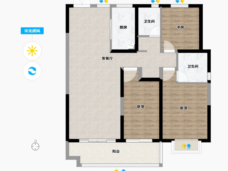 山东省-临沂市-金钰府-102.00-户型库-采光通风